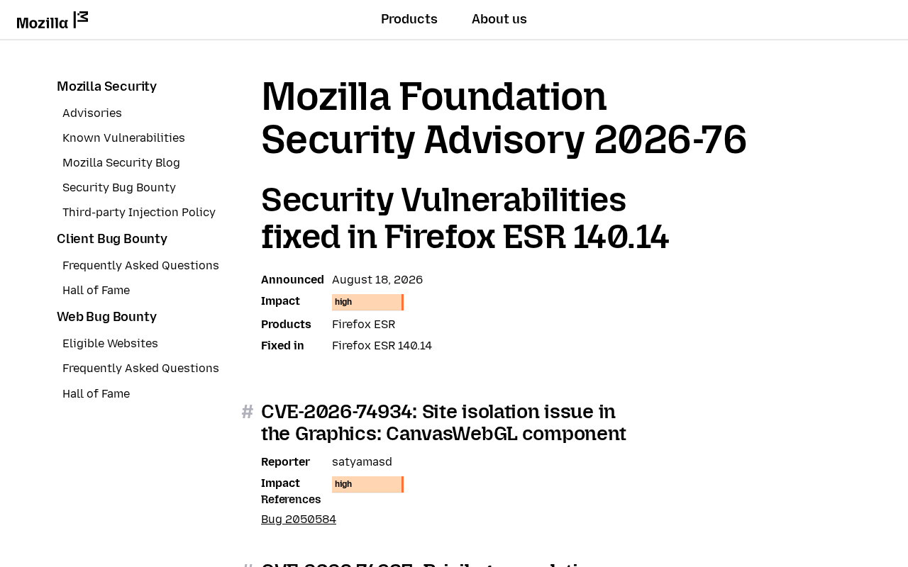 Firefox ESR 140.14 Browser Security Update Fixes Multiple High-Risk Flaws 1 Mozilla security advisory for Firefox ESR 140.14