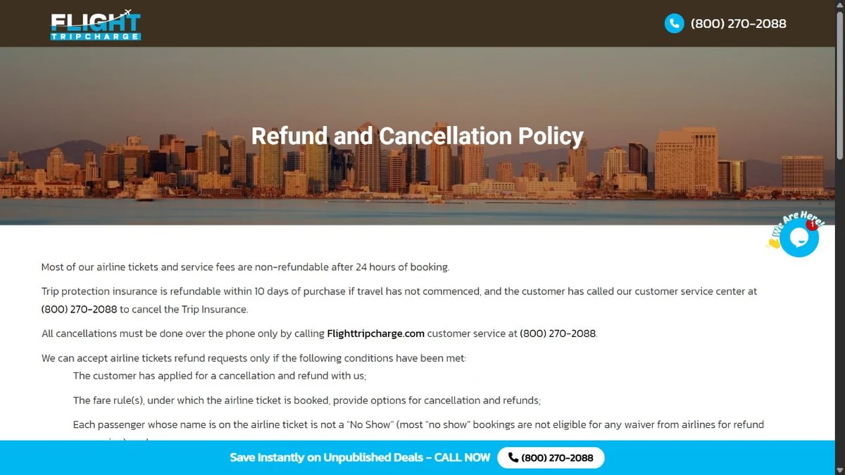 Flight Trip Charge Scam Hijacks Airline Help Searches 2 Live Flighttripcharge refund policy stating service fees are non-refundable and cancellations are phone-only