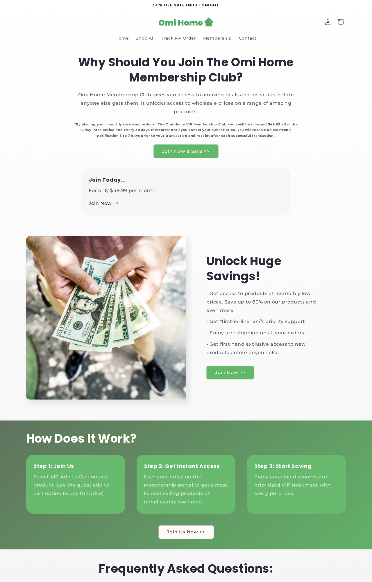 Omi Home membership page showing a $49.99 charge after a 12-day introductory period