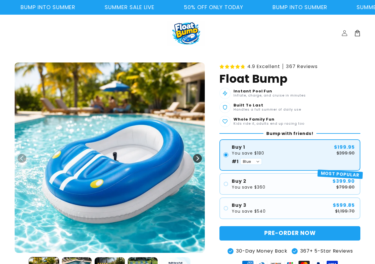 Float Bump Scam: The Fake Motorized Pool Bumper Boat Explained 1 Screenshot of Floatbump.com advertising the Float Bump motorized pool boat