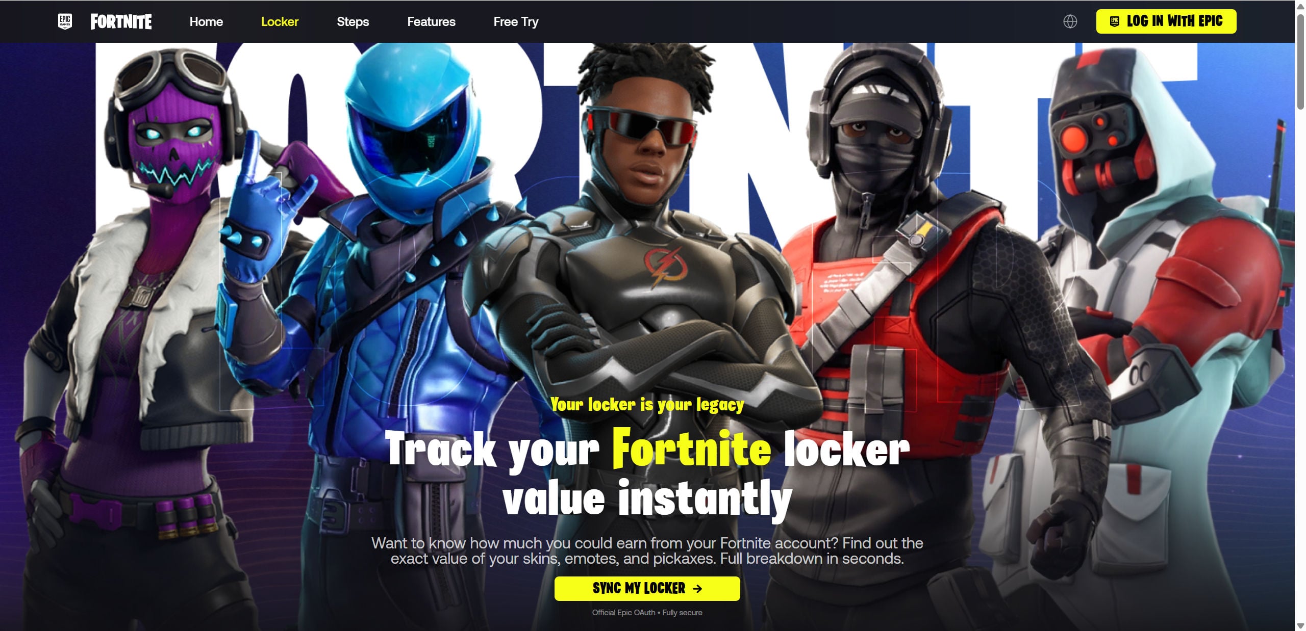 FortLobby.com Scam: Fake Fortnite Locker Value Checker Steals Epic Logins 1 FortLobby.com page imitating Fortnite and offering to calculate a Fortnite locker value