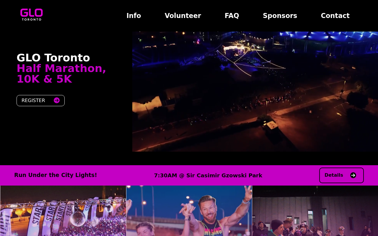 GLO Toronto Night Run EXPOSED: Fake Race Pages Take Registration Fees 1 GLO Toronto night-run landing page with a Register button