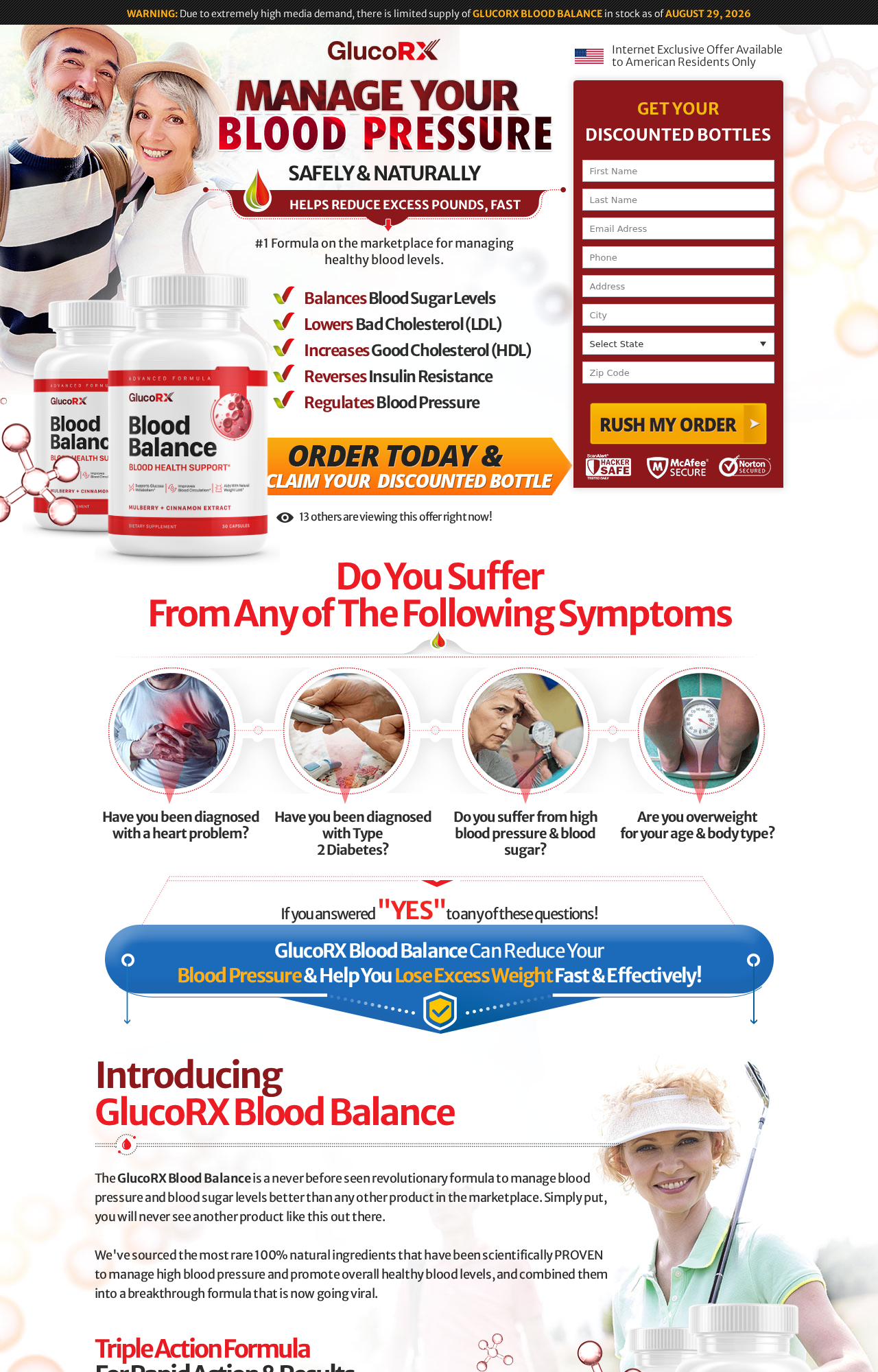 GlucoRx Blood Balance Exposed: Fake or Real? Full Scam Investigation 2026 1 GlucoRx Blood Balance sales page claiming to manage blood sugar, pressure, and cholesterol