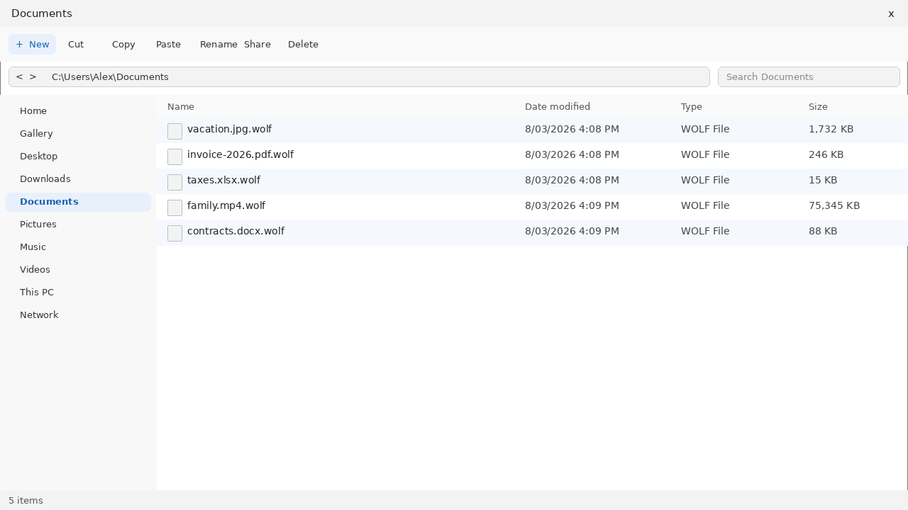 Encrypted files after Golden Woolf. The .wolf names are the tell.
