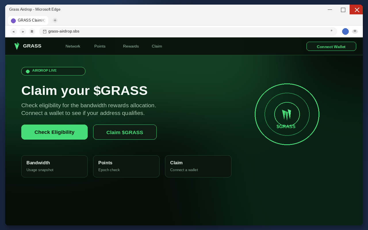Grass Airdrop EXPOSED: Fake $GRASS Claim Pages Drain Wallets 1 Fake Grass airdrop claim page with Connect Wallet