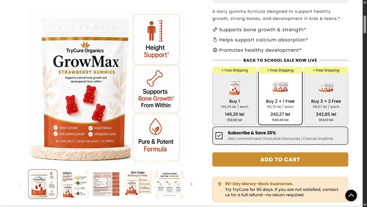 GrowMax Height Gummies Exposed: AI Images, Fake Claims and Refill Trap 2 GrowMax bundle offers with Subscribe and Save 20% selected by default