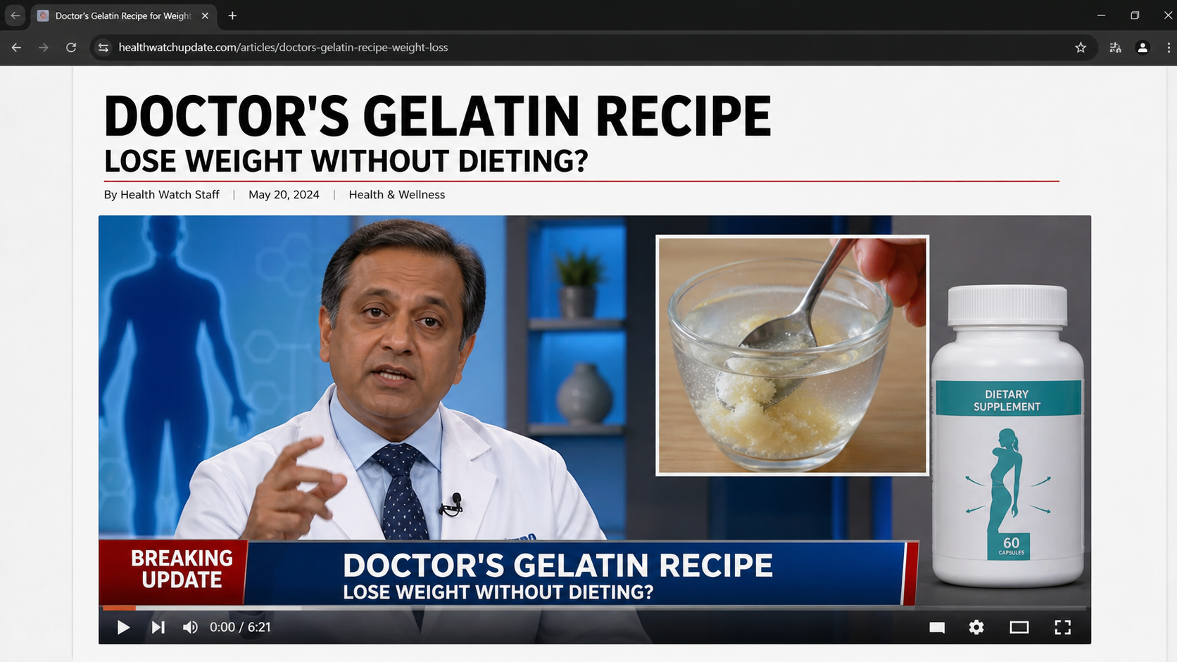 Dr. Sanjay Gupta Gelatin Recipe Scam: Fake CNN Ads Exposed 1 Reconstruction of a fake news gelatin recipe ad using a fictional television doctor