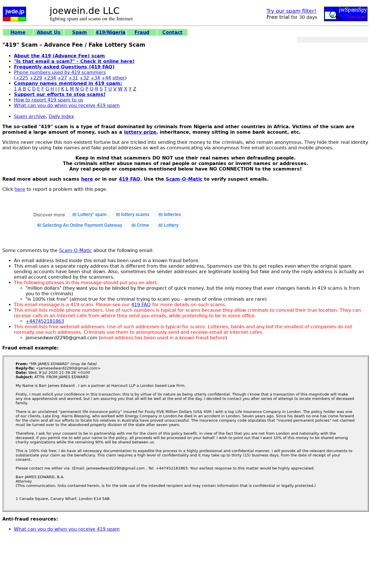 Harcourt LLP EXPOSED: Fake $45 Million Inheritance Email 3 Archived 419 email claiming to be from a Harcourt LLP London partner