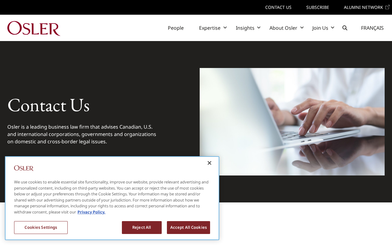 Harcourt LLP EXPOSED: Fake $45 Million Inheritance Email 2 Osler official Contact Us page with live firm branding