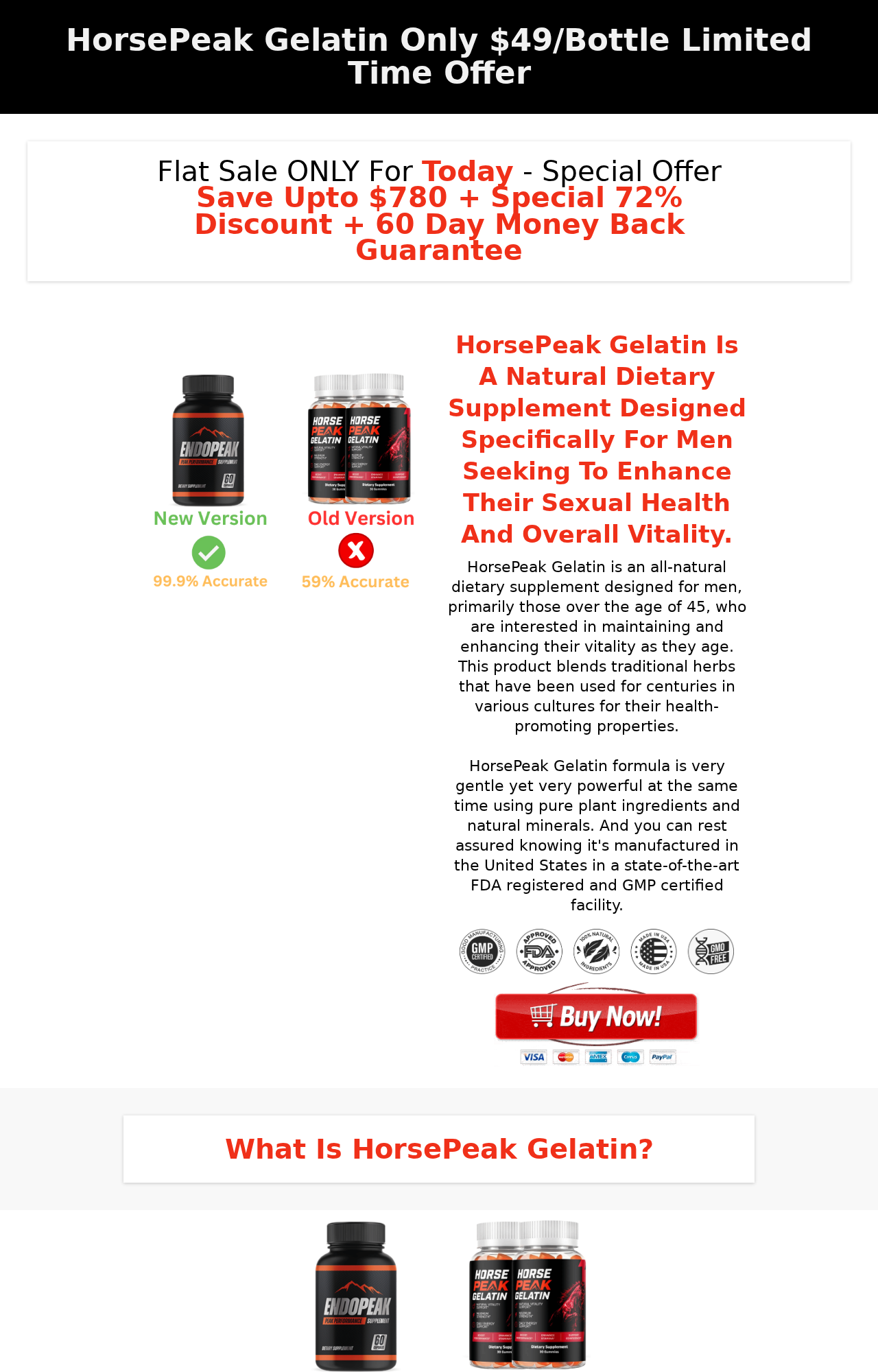 Horse Peak Gelatin Reviews Exposed: Fake or Real? Full Investigation 2026 3 Horse Peak Gelatin promotional page using urgent discounts and FDA-style badges