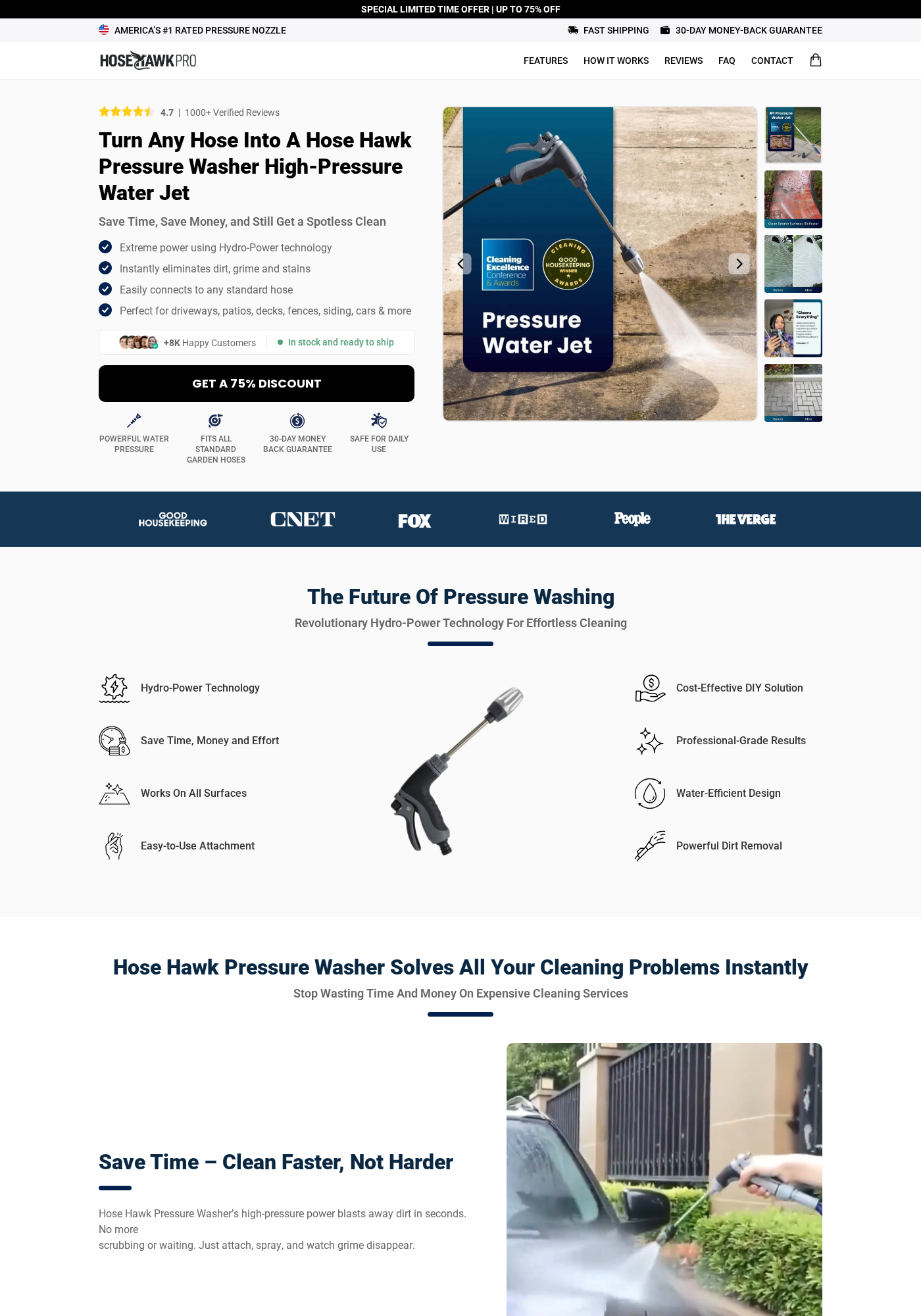 Garden Hose Pressure Washer Scam Exposed: Fake or Real? Full Investigation 1 Hose Hawk Pro page claiming to turn any garden hose into a pressure washer