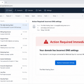 Reconstruction of the incorrect DNS settings phishing email