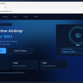 Fake Injective airdrop claim page with Connect Wallet