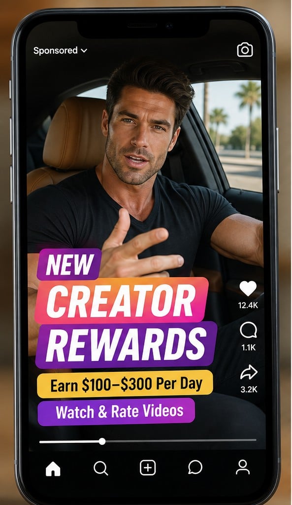 Instagram Rewards Program Scam: Fake Earnings 1 Reconstruction of an Instagram Rewards Program advertisement using a fictional actor