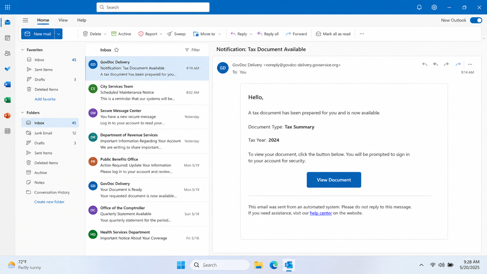 IRS document available email scam phishing email example