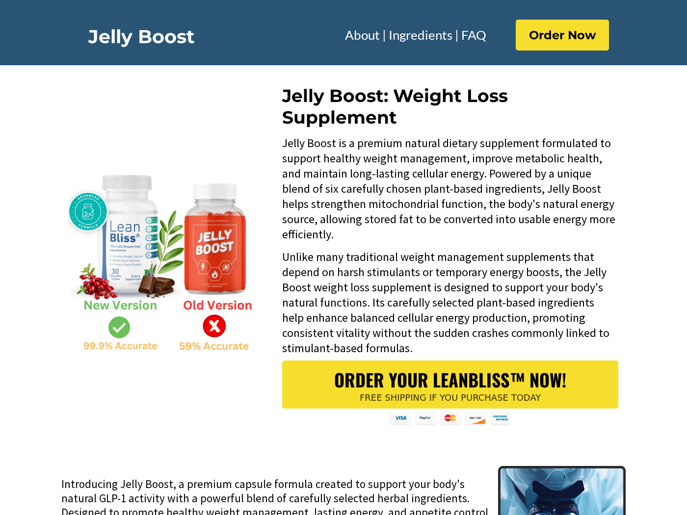 Jelly Boost Exposed: Fake or Real? Our Supplement Investigation Reveals All 1 Jelly Boost weight loss page showing Jelly Boost beside LeanBliss and a LeanBliss order button