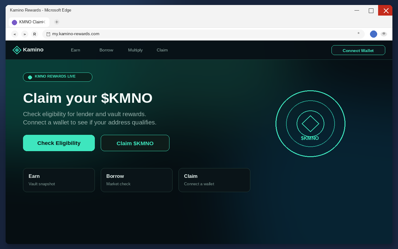 Fake Kamino airdrop claim page with Connect Wallet