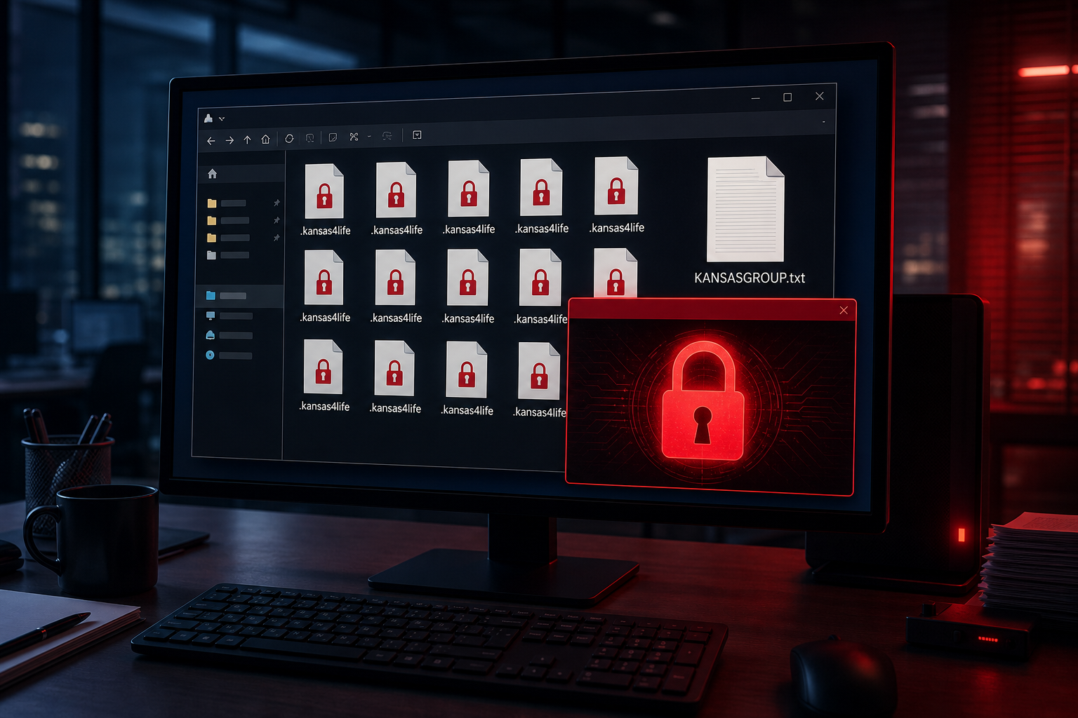 KansasGroup ransomware encrypting files with the .kansas4life extension