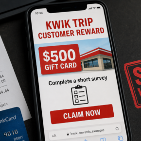 Example of a fake Kwik Trip $500 gift card survey promotion