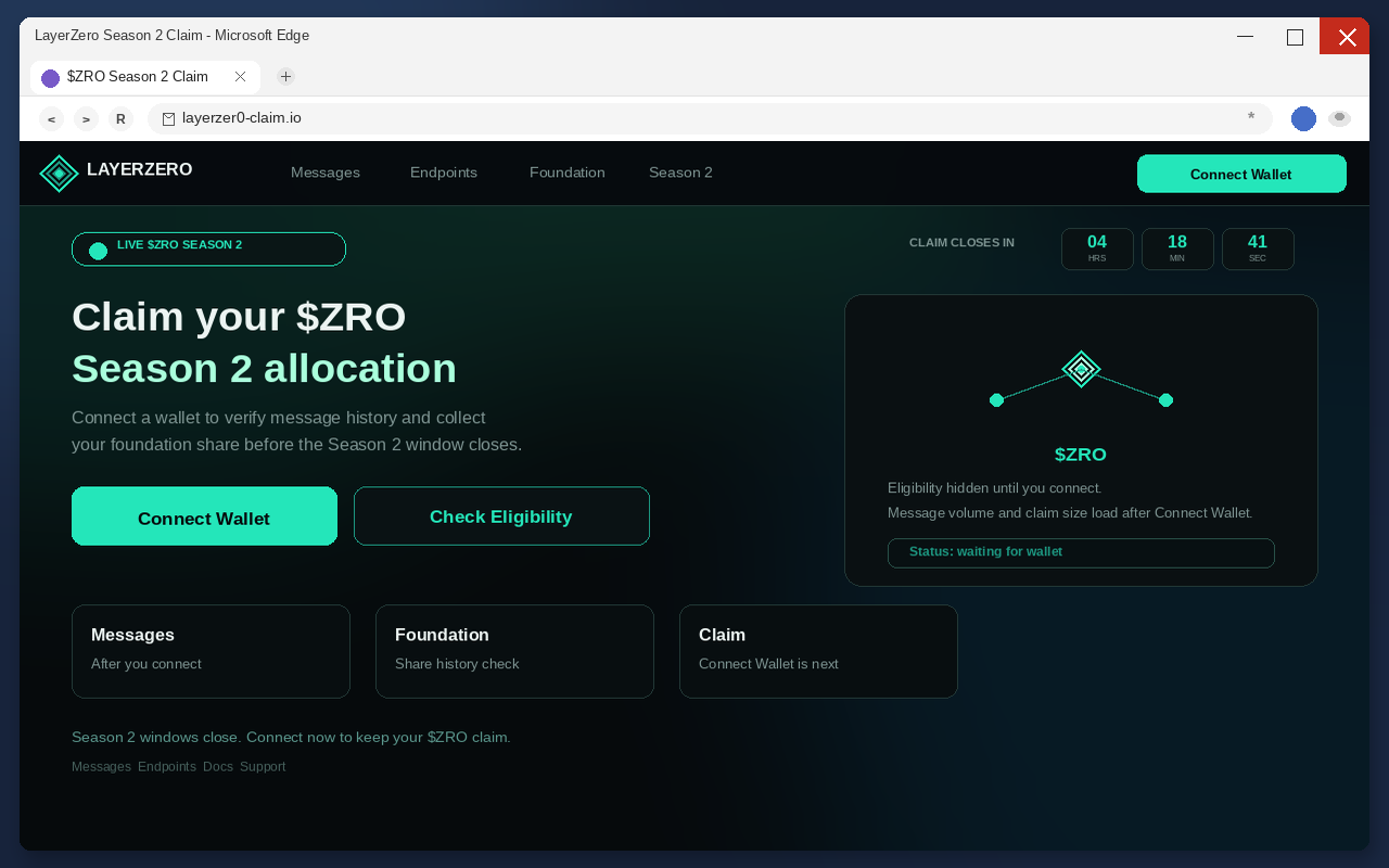 LayerZero Airdrop EXPOSED: Fake $ZRO Claim Pages Drain Wallets 1 Fake LayerZero airdrop claim page with Connect Wallet