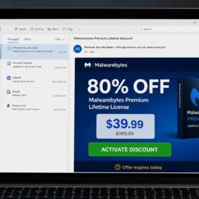 Example of a fake Malwarebytes Premium lifetime discount email