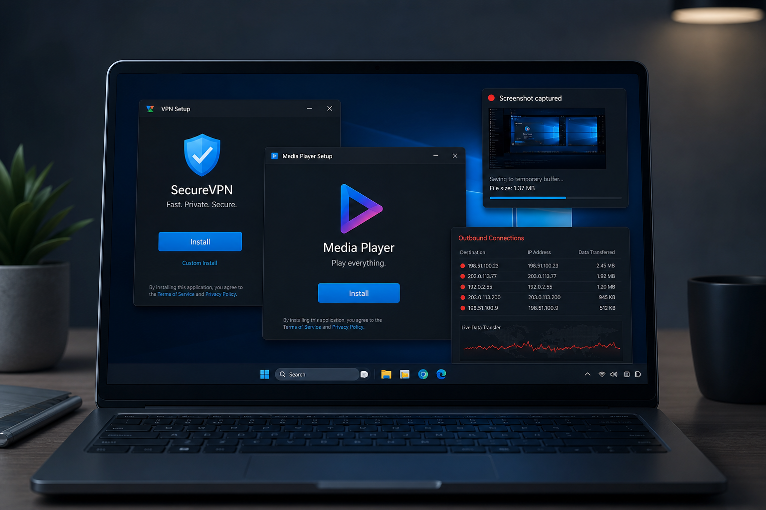 MarkiRAT malware delivered through fake VPN and media player installers