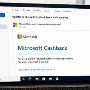 Example of a legitimate Microsoft Cashback terms update email
