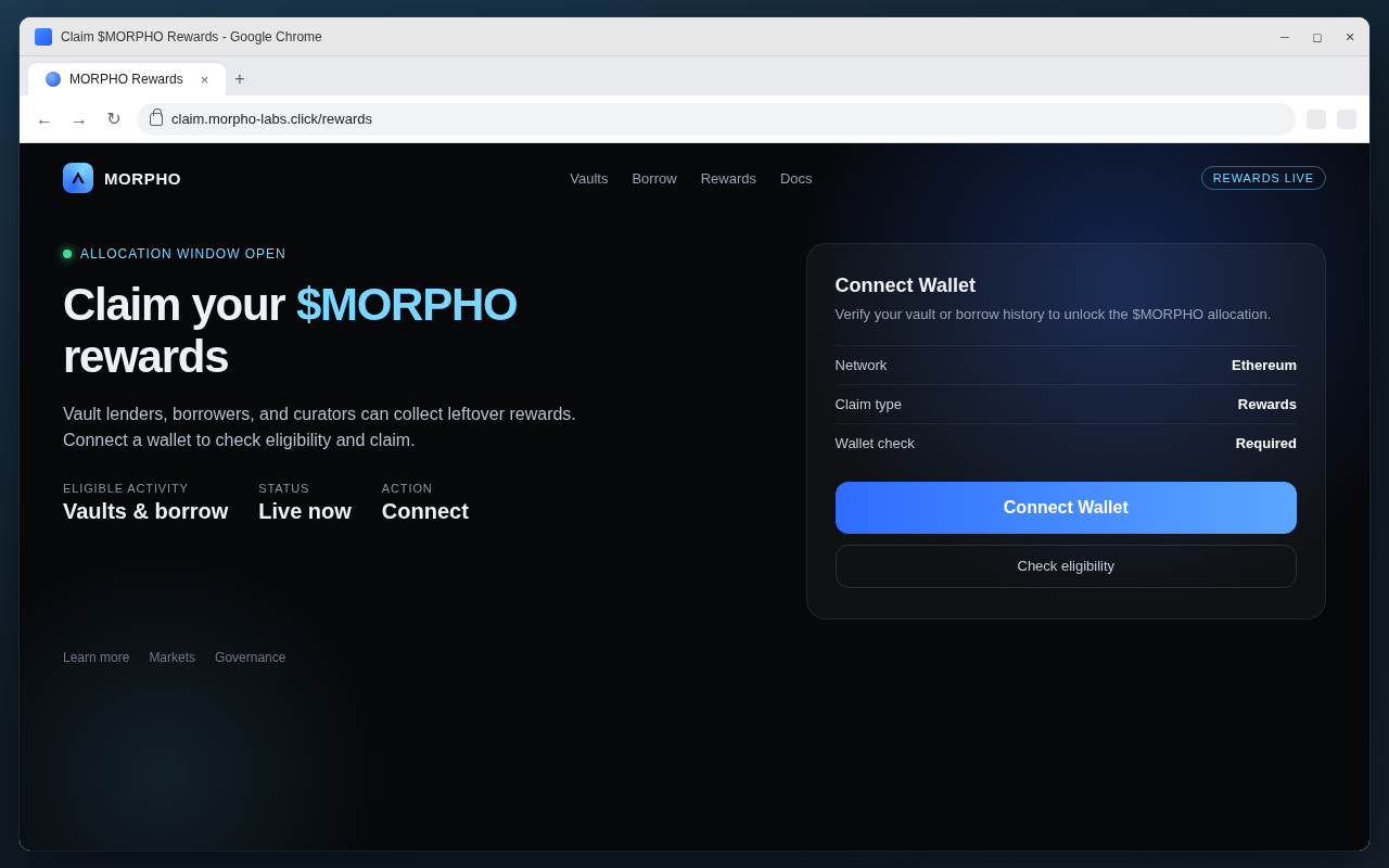Fake Morpho airdrop claim page with Connect Wallet