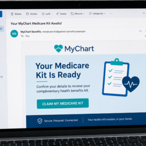 Example of a fake MyChart Medicare Kit phishing email