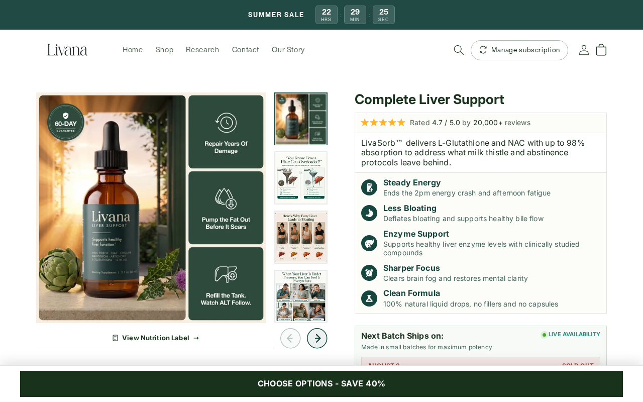 Livana Complete Liver Support landing page