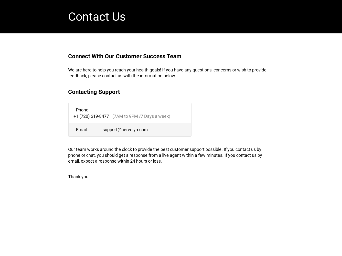 NervoLyn Exposed: Fake or Real? Our Supplement Investigation Reveals All 2 NervoLyn contact page with support phone number email and Aurora address