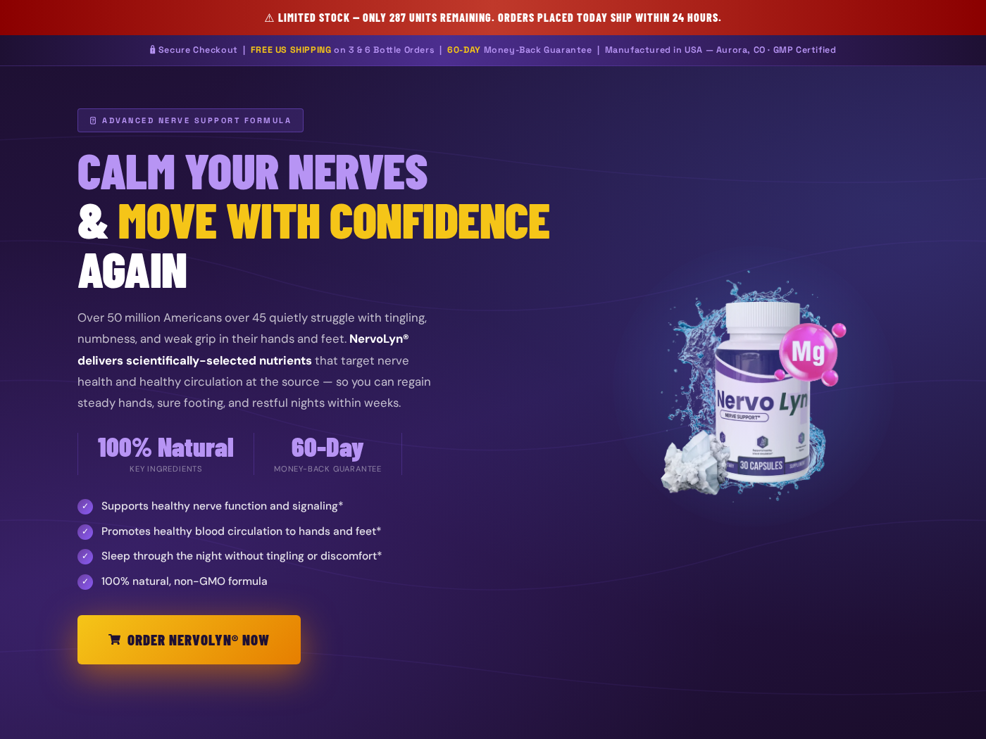 NervoLyn Exposed: Fake or Real? Our Supplement Investigation Reveals All 1 NervoLyn nerve support supplement sales page with multi-bottle pricing