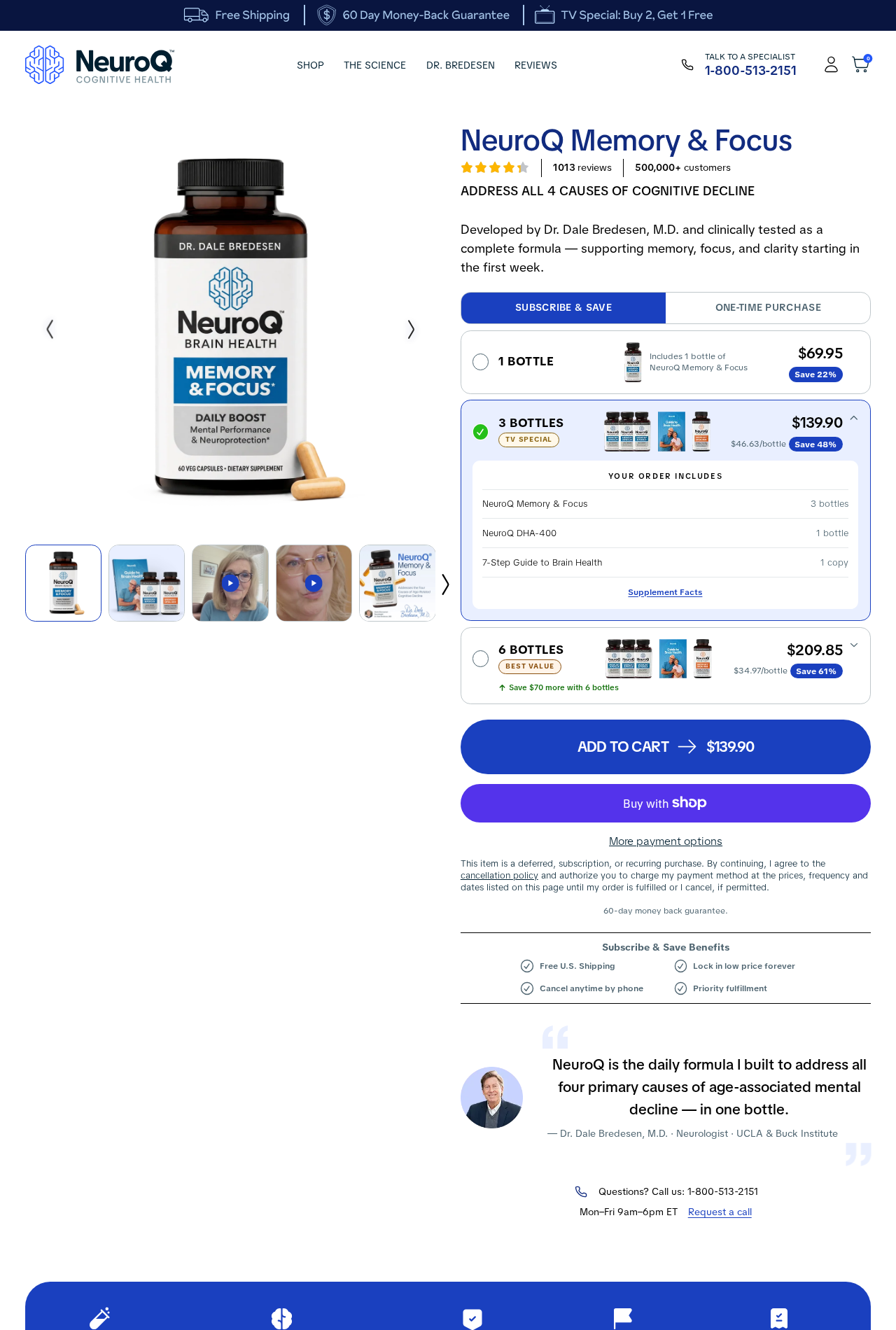 NeuroQ Reviews Exposed: Fake or Real? Buyer Investigation 1 NeuroQ Memory and Focus product page showing bottle bundles and the Subscribe and Save purchase option