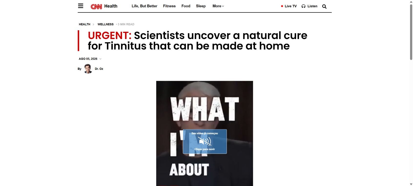 Fake CNN Health page using Dr. Oz name to claim scientists found a natural cure for tinnitus