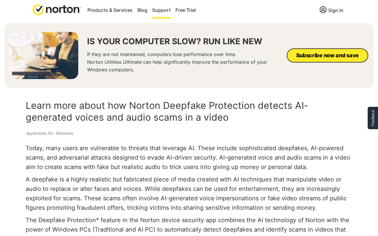 Official Norton support page for the real Deepfake Protection feature