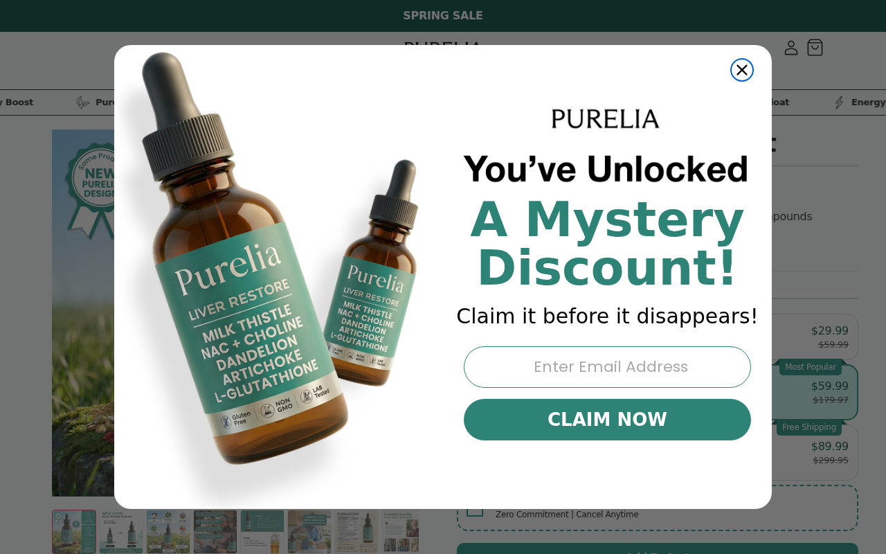 Purelia Complete Liver Support product page with a similar formula