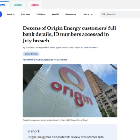 ABC News report about the Origin Energy customer data breach update