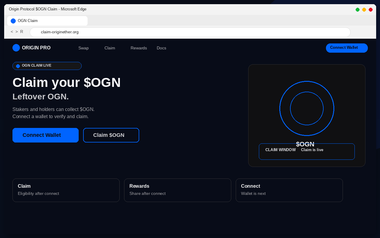 Origin Airdrop EXPOSED: Fake $OGN Claim Pages Drain Wallets 1 Fake Origin Protocol $OGN airdrop claim page with Connect Wallet