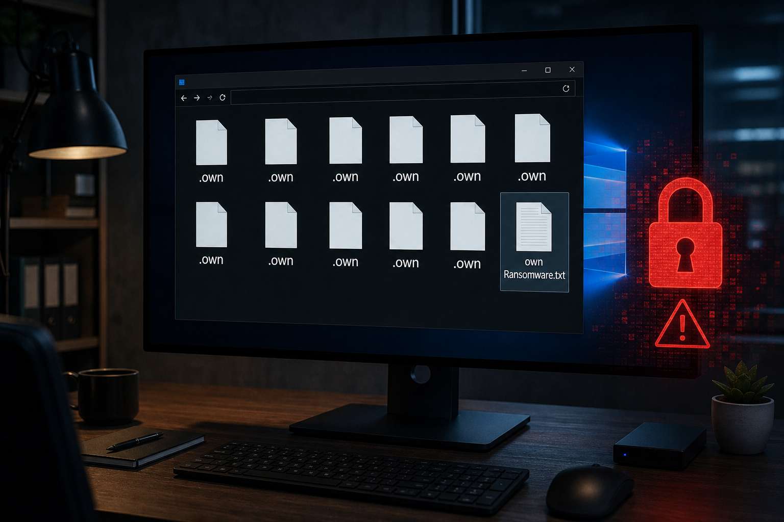 Own ransomware encrypting Windows files with the .own extension