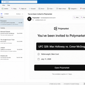 Reconstruction of the fake Polymarket UFC 329 invitation email