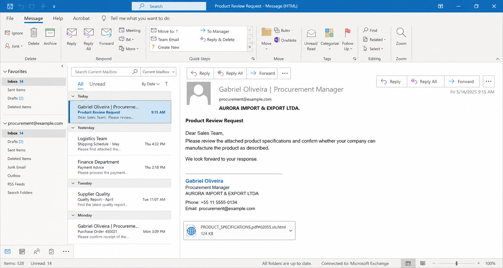 Reconstructed Product Review Request phishing email with HTML attachment