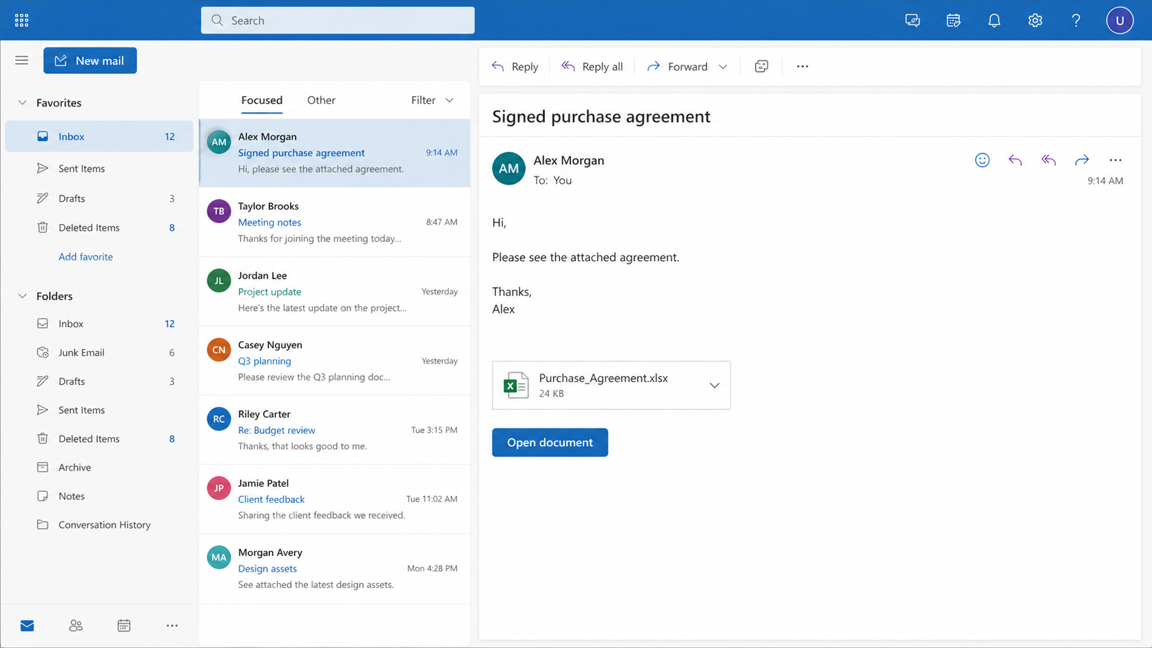 Suspicious shared Purchase Agreement spreadsheet notice