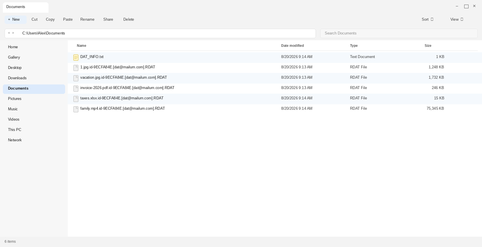 Documents after RDAT. 1.jpg.id-9ECFA84E.[dat@mailum.com].RDAT and DAT_INFO.txt are the tell.