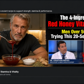 Deceptive social ad promoting a fictional red honey vitality recipe