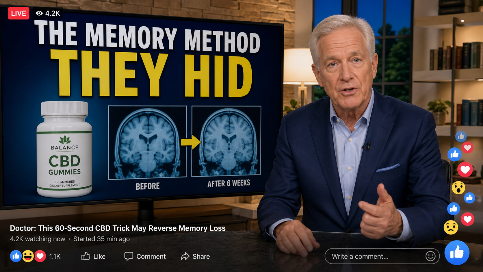 Reverse Dementia Method Scam: Fake CBD Cure Ads 1 Realistic reconstruction of a reverse dementia CBD gummy scam advertisement