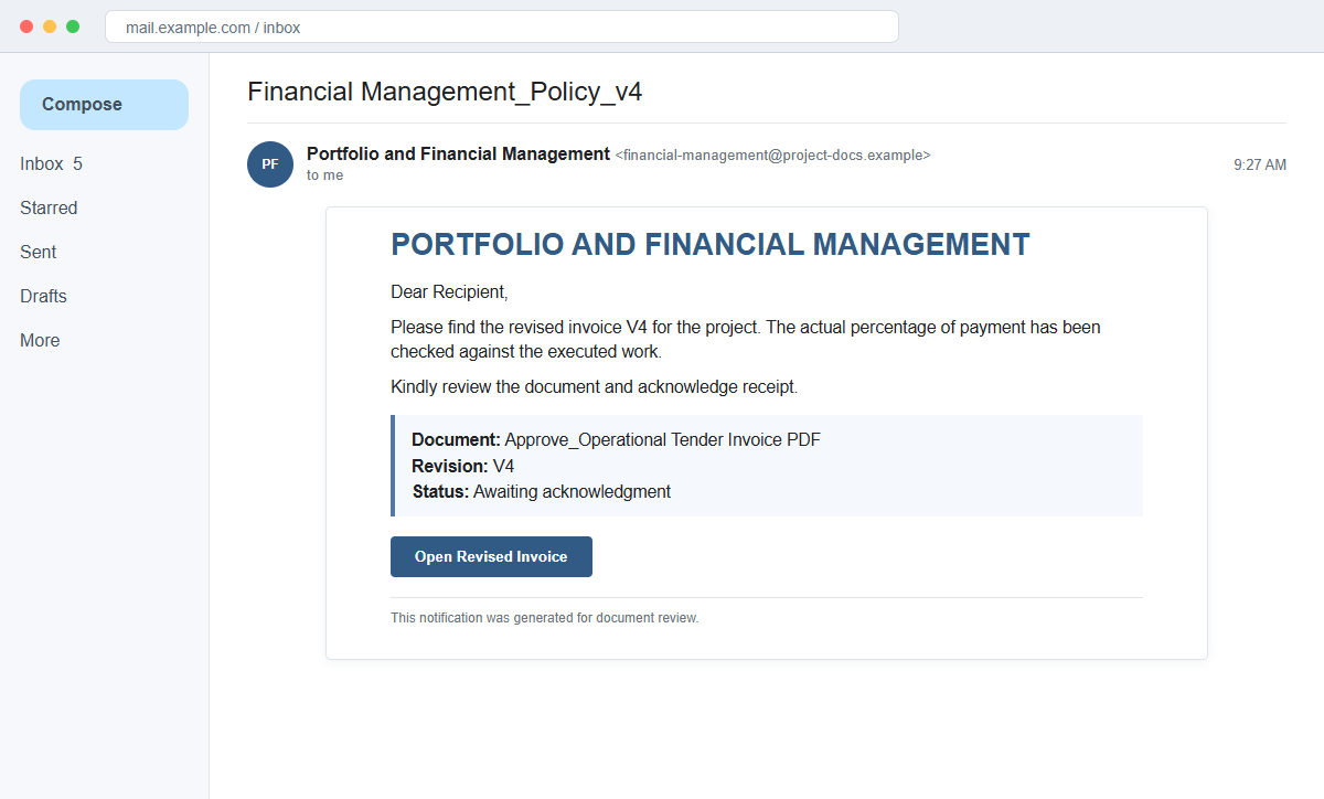 Revised Invoice Email Scam Steals Your Corporate Email Account Password 1 Reconstruction of a fake revised invoice email containing an approval link