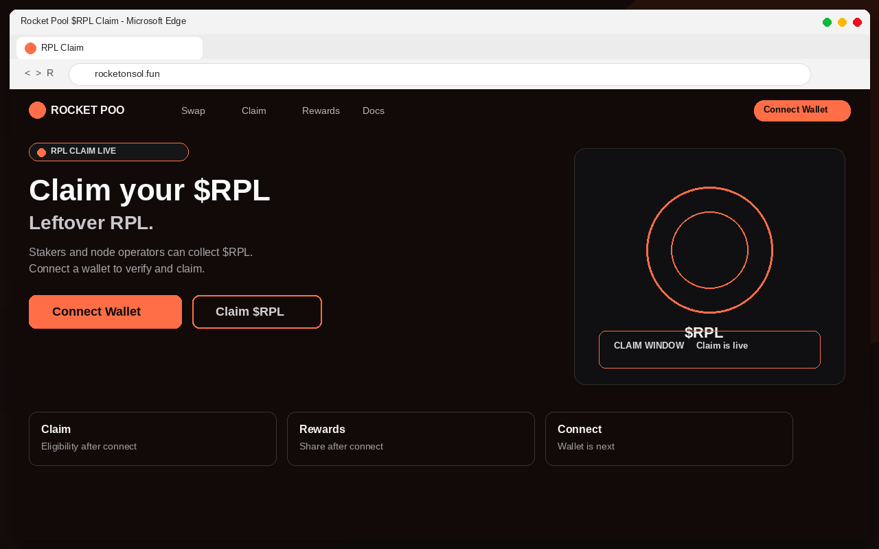 Rocket Pool Airdrop EXPOSED: Fake $RPL Claim Pages Drain Wallets 1 Fake Rocket Pool $RPL airdrop claim page with Connect Wallet