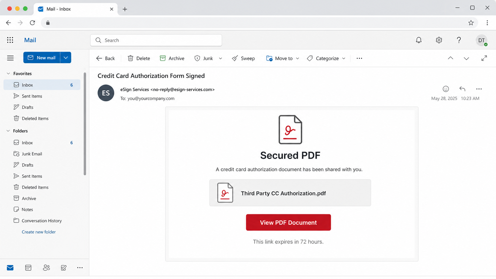 Reconstructed Secure Adobe PDF Credit Card phishing email
