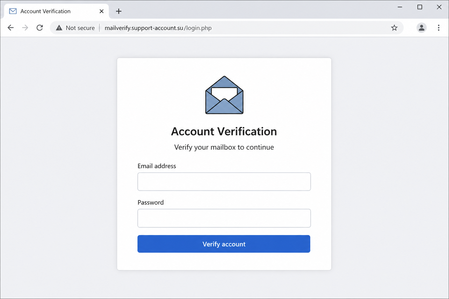 Reconstruction of the fake account verification page used by the scam