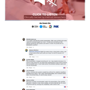 SeroBurn sales page with weight loss video comments and television network logos